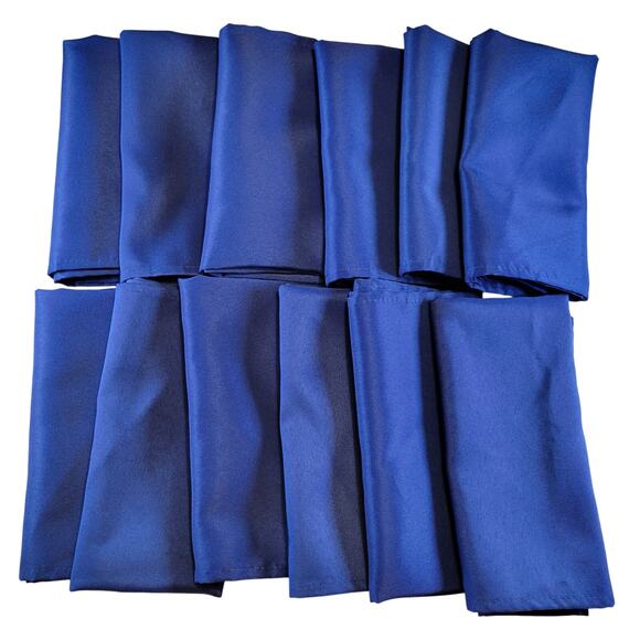 Set of 12 Royal Blue Cloth Napkins 17"x17" Solid Color Polyester Dinner Table - Picture 9 of 11